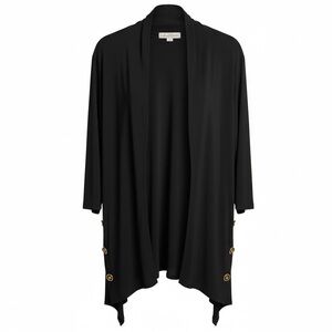 Joseph Ribkoff Black Open Front Cardigan with Black & Gold Buttons Size 10